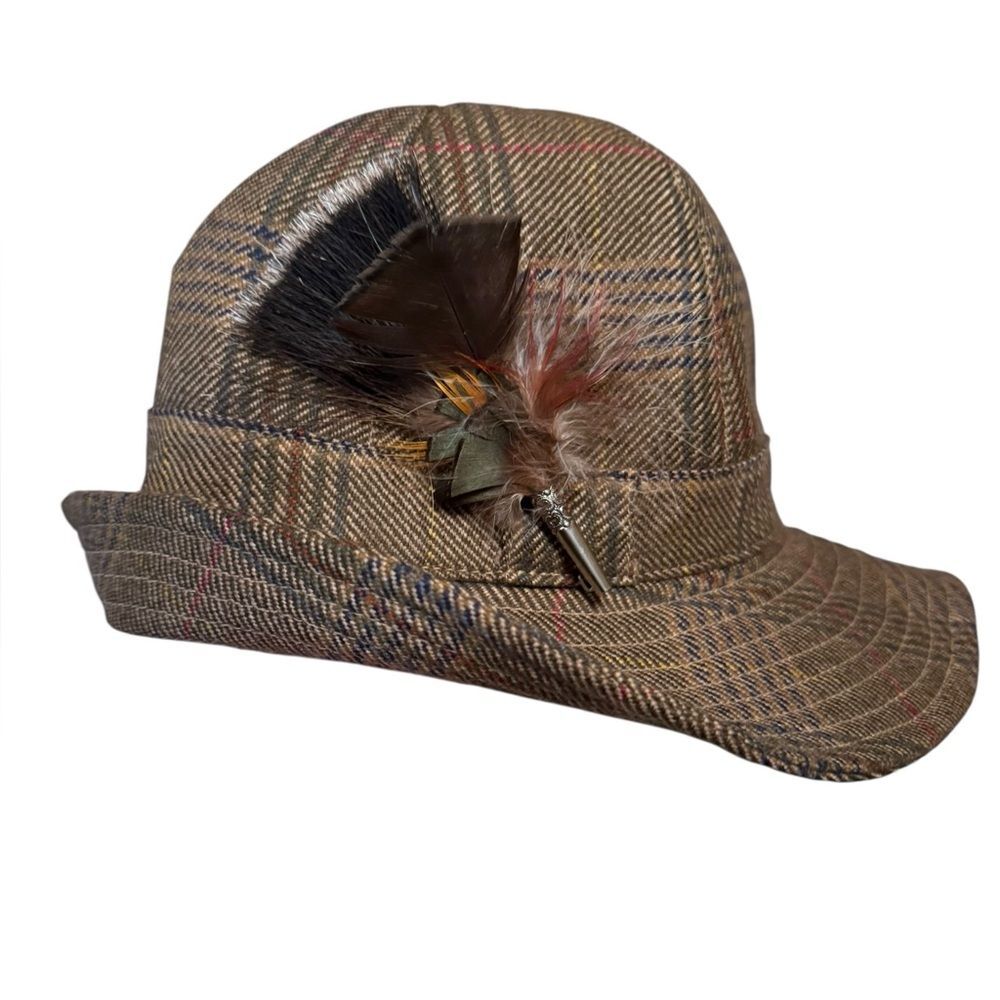 Tweed Wool Bucket Hat Ireland Walking House of Donegal Men's Feather Detail Sz L